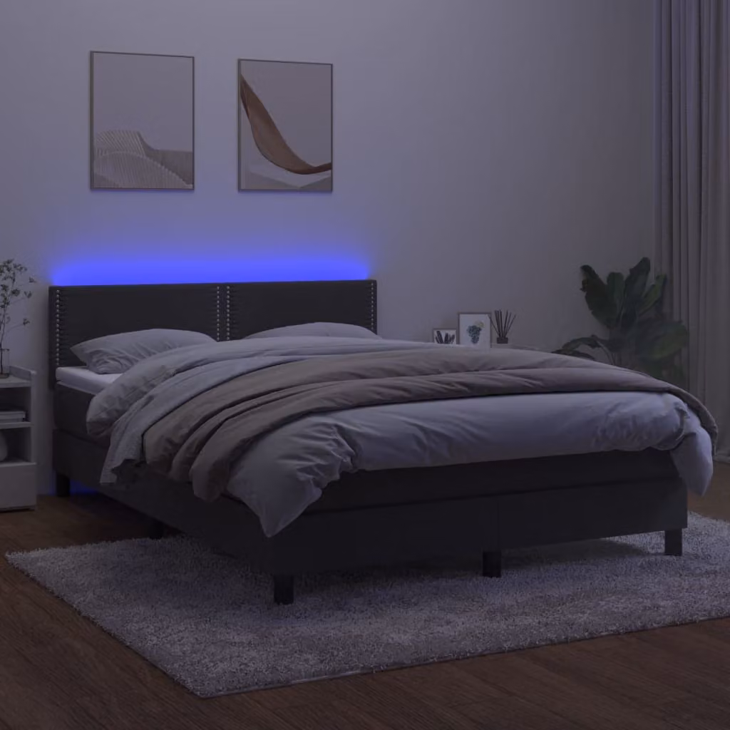 Maison Exclusive - Letto a Molle con Materasso e LED Grigio Scuro 140x200 cm