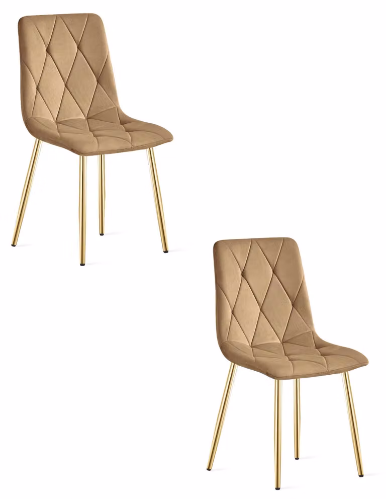 Sedia LIBRA - velluto marrone / gambe dorate x 2