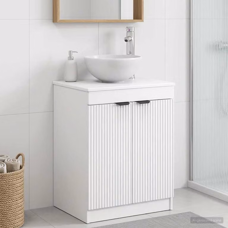 Mobile da bagno moderno vidaXL in MDF bianco con ante a battente e ripiani interni L/P/H: 54 x 41 x 70 cm