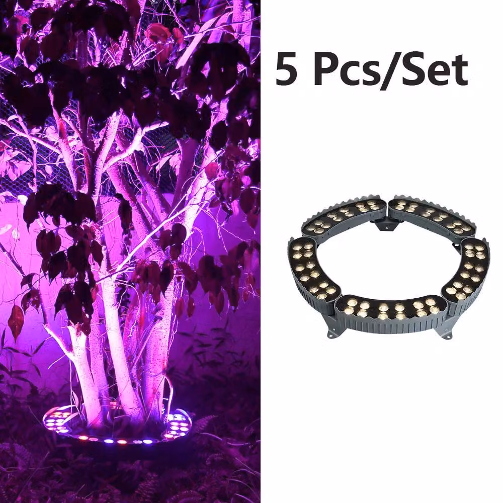 Set di 5 fari LED per illuminazione esterna, ideali per l'illuminazione di giardini e paesaggi. Grado di protezione IP65 (resistente all'acqua), alimentazione a rete (220 V), potenza da 11 a 15 W, corpo in alluminio