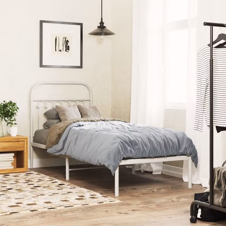 vidaXL Giroletto con Testiera in Metallo Bianco L 80 cm x P 200 cm