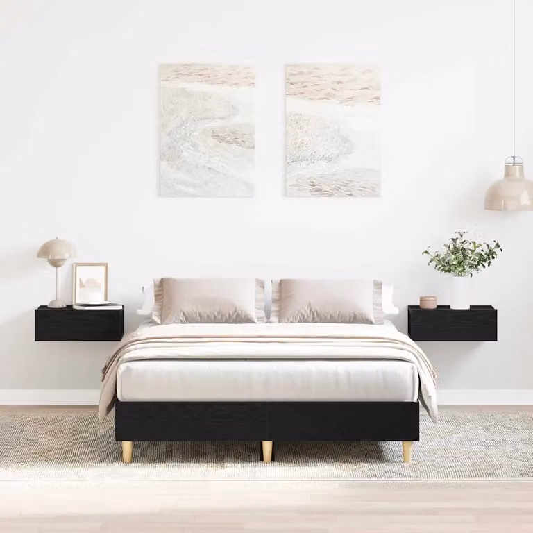 Struttura del letto moderna vidaXL in legno nero, L/P/H: 203 x 123 x 25 cm