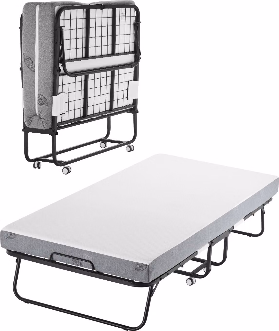 Letto a scomparsa Letto pieghevole con materasso in schiuma da 12,5 cm Letto pieghevole in metallo