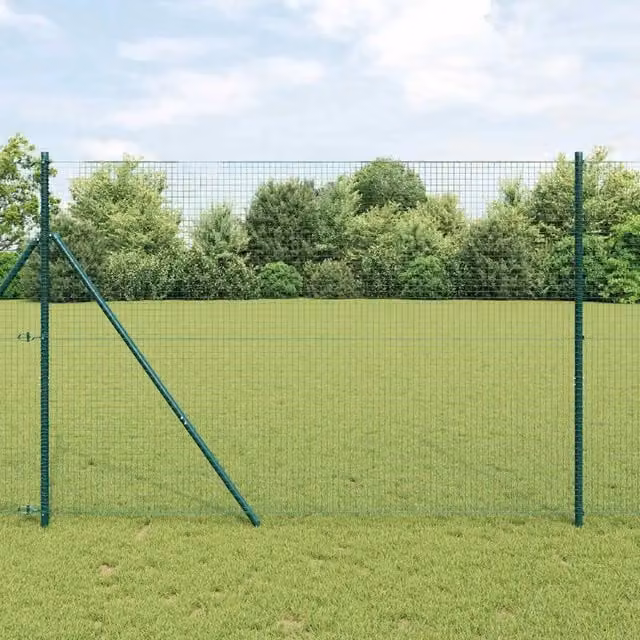 Recinzione a rete saldata doppia barra vidaXL, colore verde, da fissare a terra, L: 25 m, H: 1,5 m