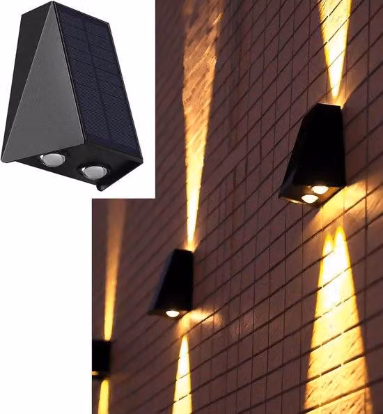 Lampada da parete a energia solare, lampada LED wireless per esterni, 1300 mAh, luce bianco caldo, moderna lampada solare per esterni
