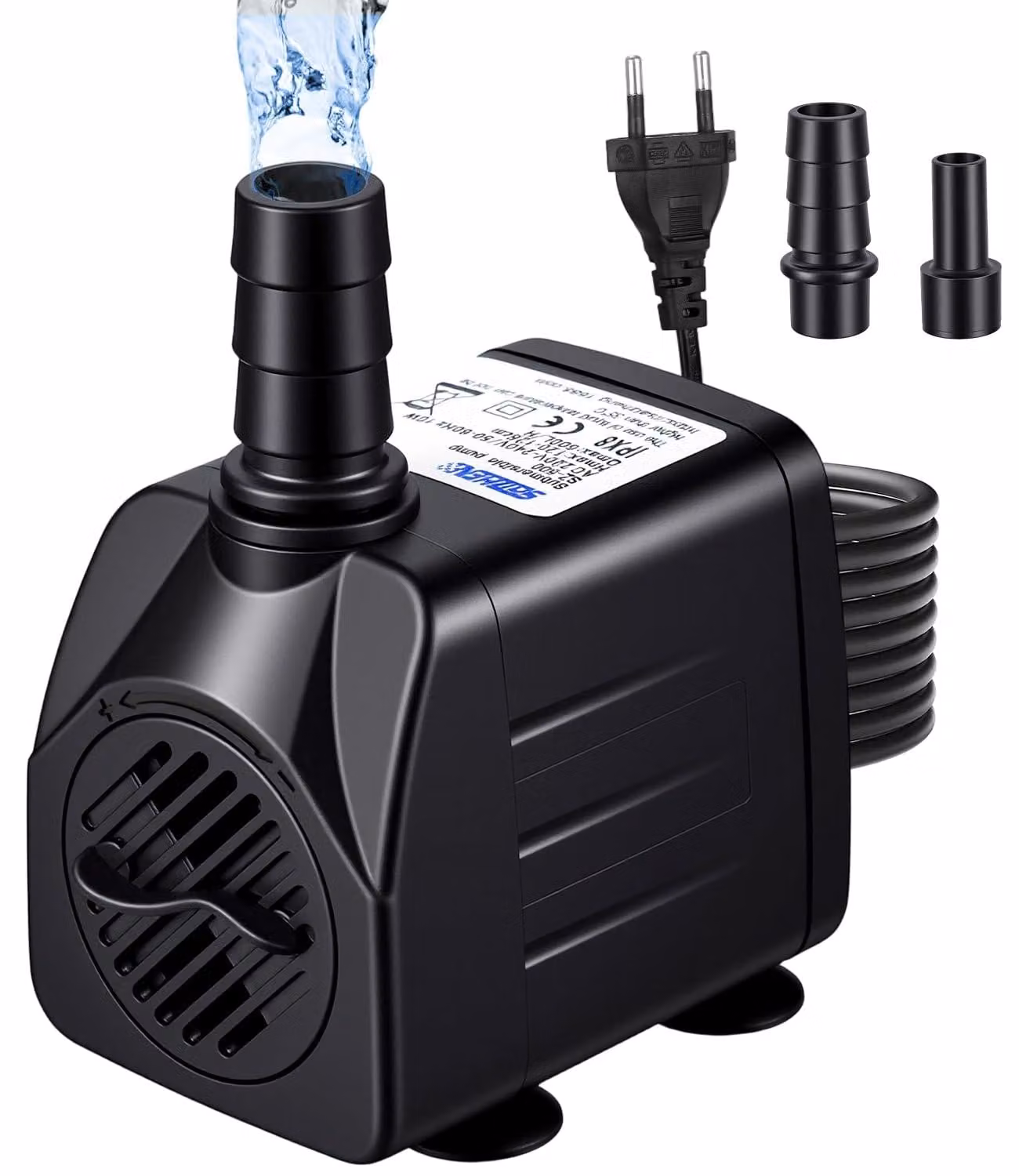Mini pompa sommergibile da 600 litri/ora, 10 W, con 2 ugelli