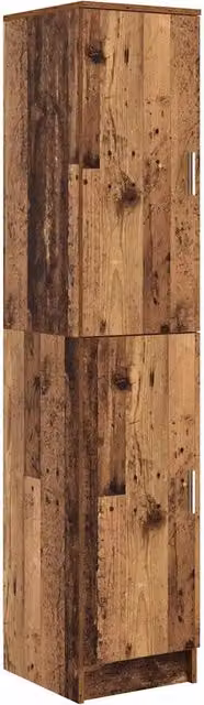 Credenza Buffet in Legno Vecchio Marrone con Ante a Battente e Ripiani Interni, L/P/H: 35 x 39 x 168 cm