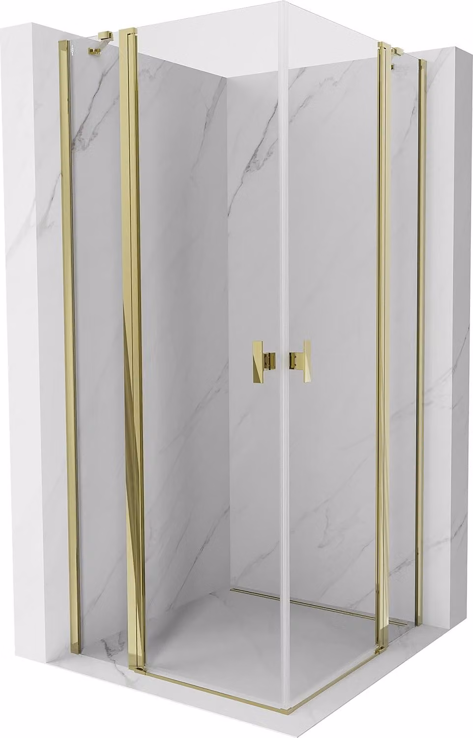 Mexen Mist Duo cabina doccia a battente 90 x 90 cm, trasparente, oro - 8A4-090-090-50-00