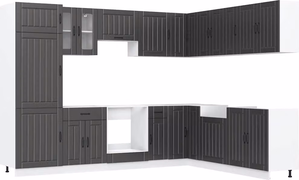 Set Mobili da Cucina 14 pz Lucca Neri Legno Multistrato