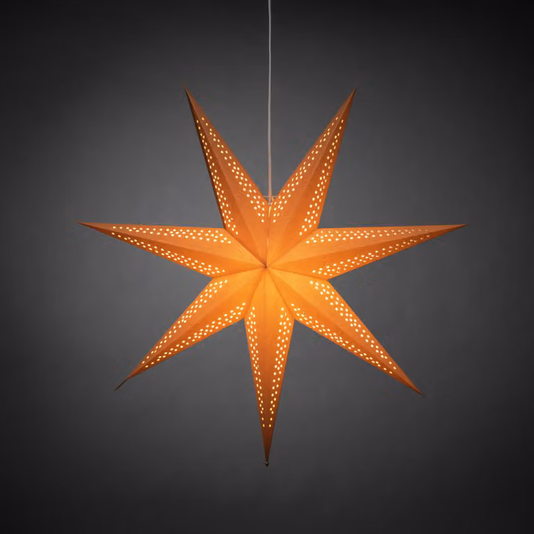 Konstsmide Stella di carta marrone, con cavo di alimentazione dotato di interruttore on/off, senza lampadina, portalampada E14, 230 V, per interni, cavo bianco - 5931-600