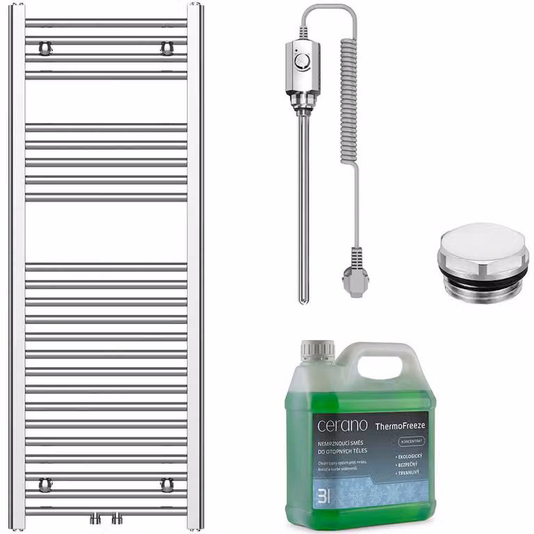 Set di radiatori elettrici da bagno Benito - 300W - cromato - 1200x450 mm