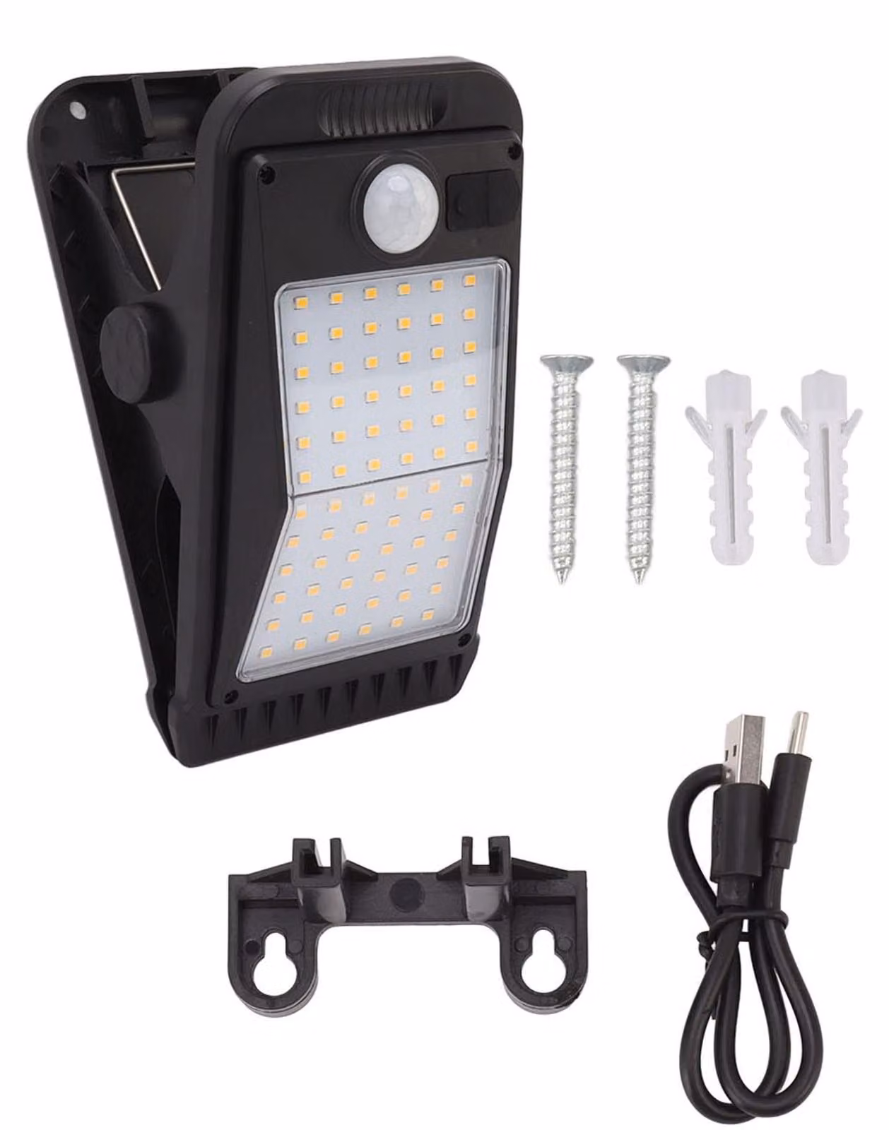 Lampada solare con clip, 72 LED, grado di protezione IP65, luce calda, per uso esterno
