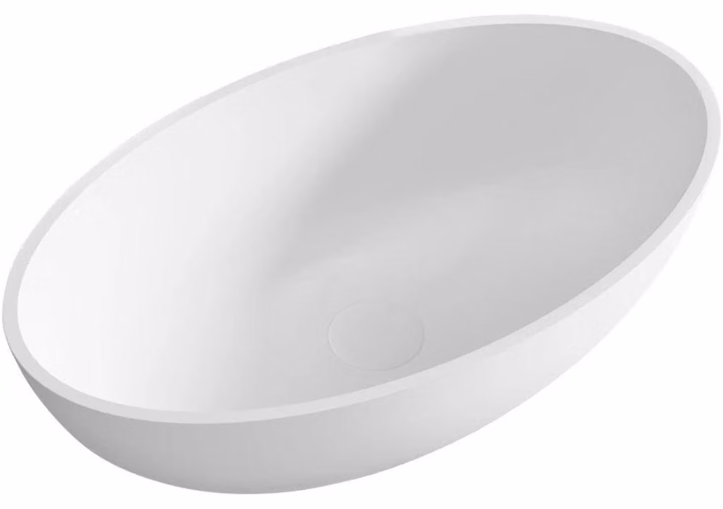 CERANO - Lavabo in marmo colato Luna - da appoggio - bianco opaco - 52,8 x 30,9 cm