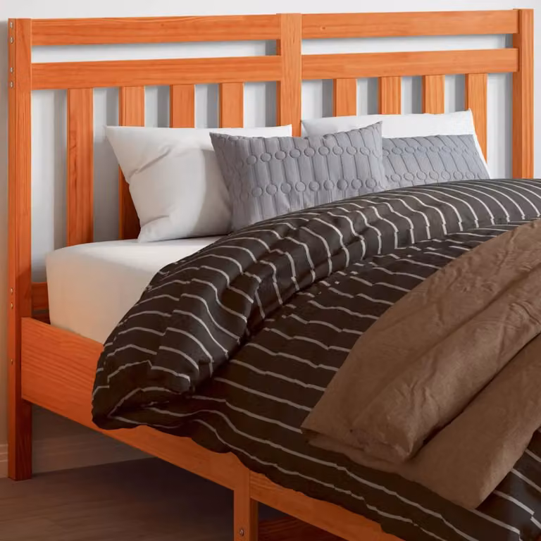 Testiera per letto vidaXL in legno massello di pino color marrone cera stile rustico L: 140,5 cm