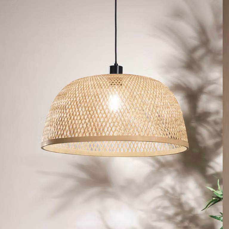 Luce Ambiente Design Lampada a sospensione Bamboo, dimmerabile, Marrone / Ruggine, Soggiorno / Sala da pranzo, bambù, Lampada a sospensione
