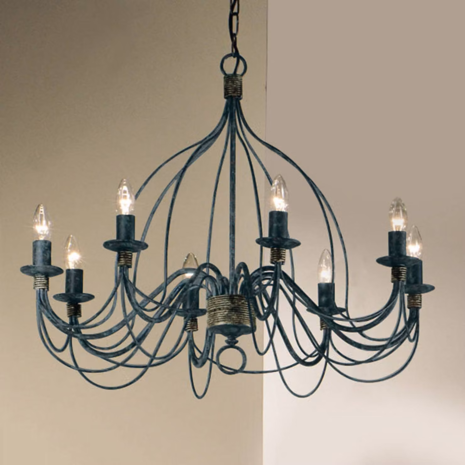 Kögl Lampadario a soffitto Filo, dimmerabile, Blu, Soggiorno / Sala da pranzo, Metallo, Antico, Lampadario