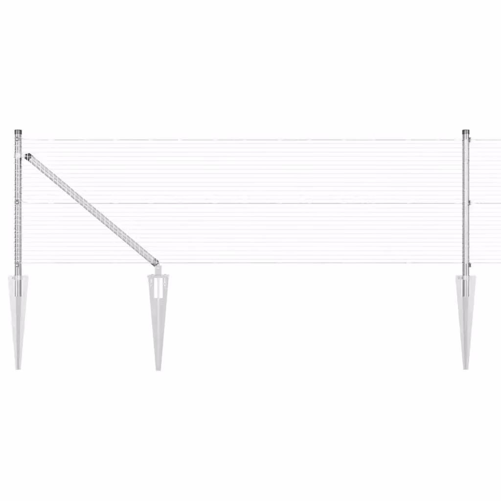 vidaXL Recinzione in rete saldata con punte in acciaio zincato argento L: 6,0 m, H: 0,6 m – 3