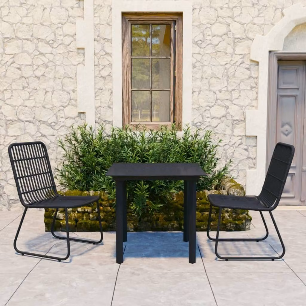 The Living Store Set da pranzo da giardino 3 pezzi in rattan e vetro