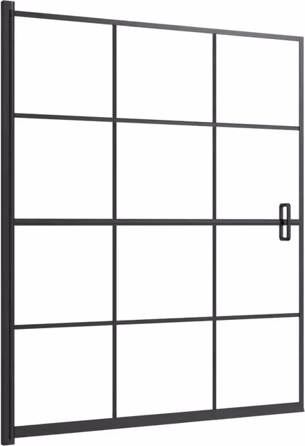 Pannello per Box Doccia Walk-in in Vetro Trasparente con Profilo Nero DESIGN IN L: 116 cm, H: 140 cm CFW5244848