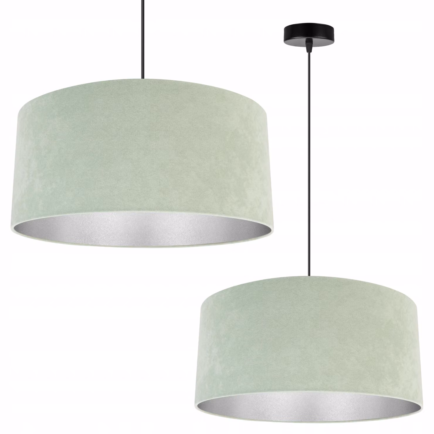 Lampada a sospensione, lampadario da soffitto, cromo, paralume in velluto
