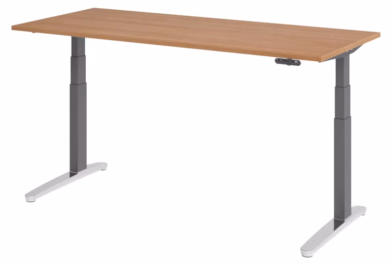 Scrivania elettrica bümö XBHM - Decorazione: noce, dimensioni: 180 x 80 cm, telaio: grafite/alluminio lucido