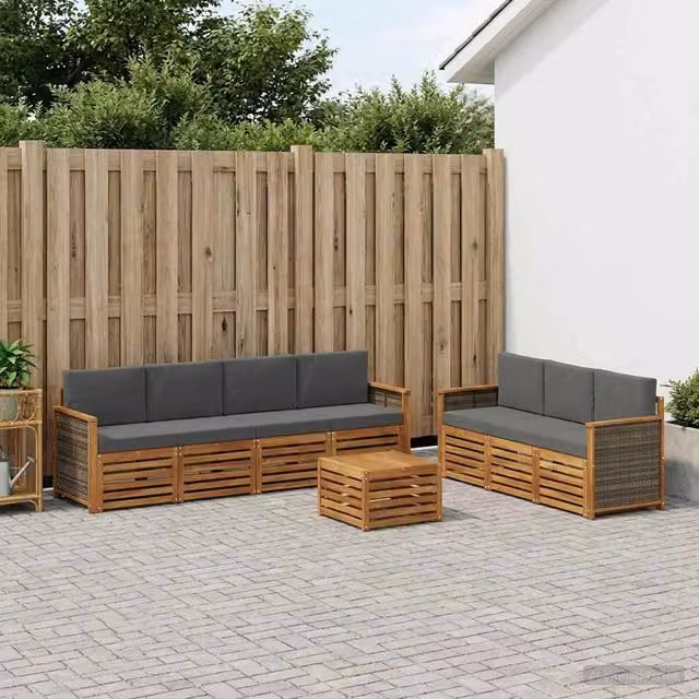 Set divani 8 pz Legno di Acacia Massello 3384108
