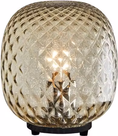 Oban Lampada da Tavolo Rossini Group con Diffusore in Vetro Soffiato Effetto Balloton, Colore Nero e Finitura Bronzo, Attacco E27