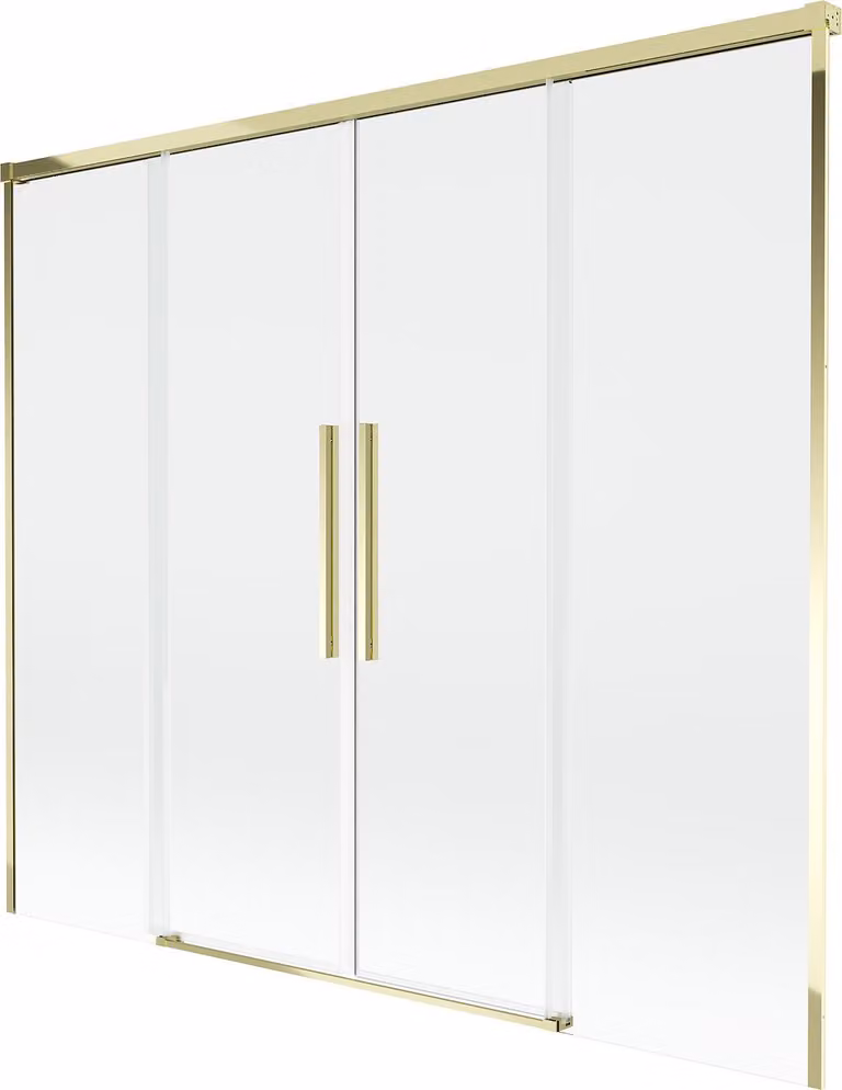 Mexen Rox paravento per vasca da bagno a 2 ante scorrevoli 180 x 150 cm, trasparente, dorato - 8C9-180-002-50-00