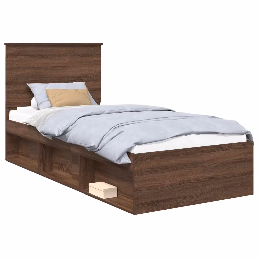 Struttura letto con giroletto in pino massello color rovere marrone L 75 cm x P 190 cm – 2