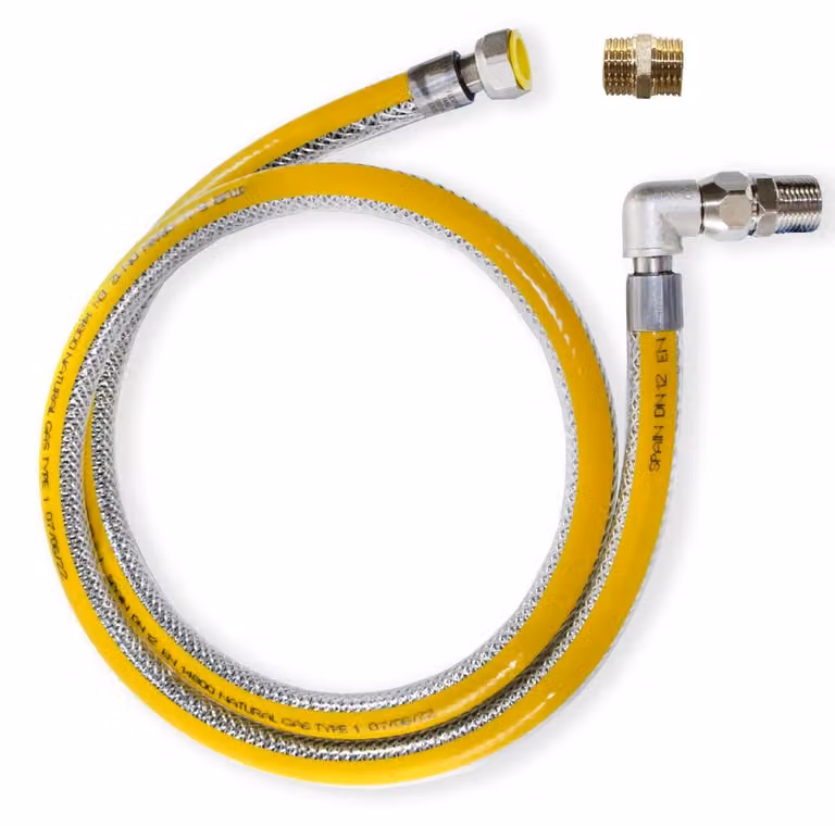 Tubo flessibile per gas, lunghezza 1,5 metri, attacco 1/2" maschio-femmina, con giunto angolare rotante