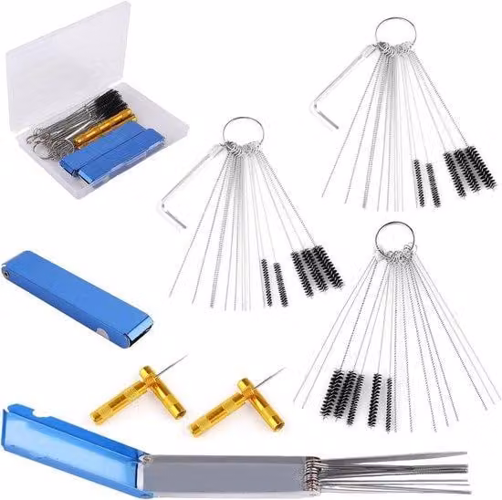 Set per la pulizia del carburante per auto e moto, 15 setole, 30 aghi, piccolo