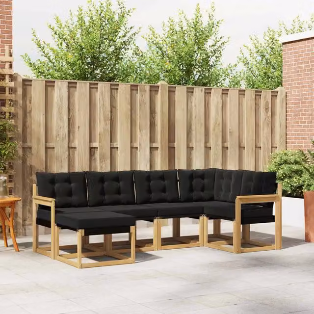 Set di divani da esterno 6 pz Bianco e Nero 3389638
