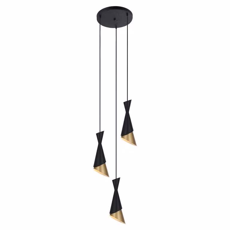 Italux Malia lampadario moderno nero PND-85949-3 BK+GD