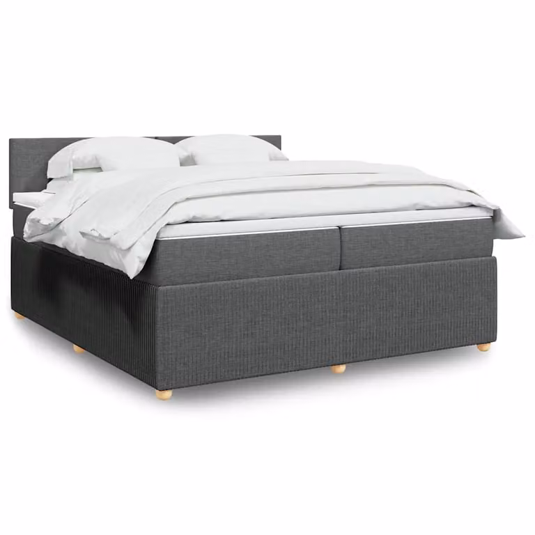 vidaXL Giroletto a Molle Ibrido con Materasso in Tessuto Grigio e Bianco, L/P: 200 x 200 cm