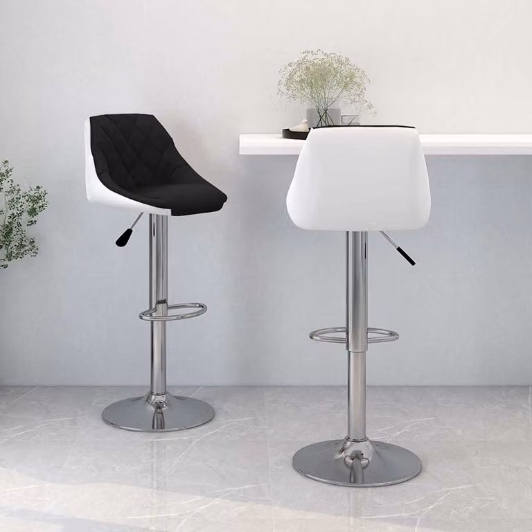 Set di 2 sgabelli da bar vidaXL in similpelle nera e bianca con base girevole a 360 gradi