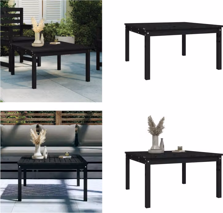 vidaXL Tavolo da giardino nero 82,5x82,5x45 cm in legno di pino massiccio - Tavolo da giardino - Tavoli da giardino - Tavolo da patio - Tavolo da esterno