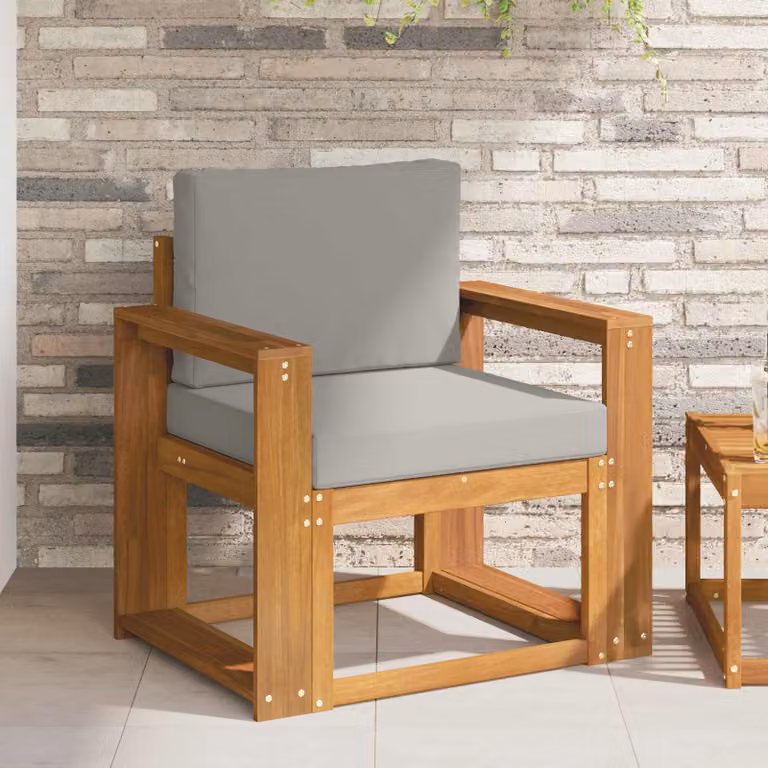 Set di divani da esterno moderni vidaXL in legno di acacia massello con cuscini inclusi, disponibile in beige, grigio o marrone