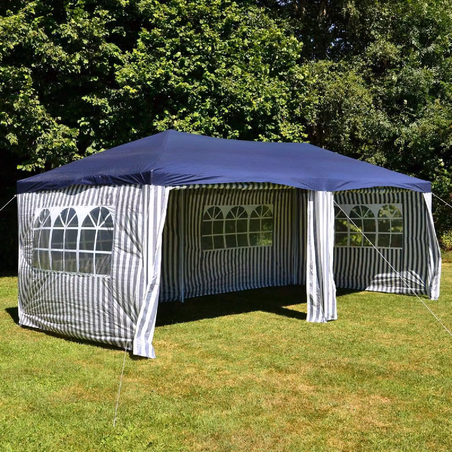 Gazebo VCM | dimensioni circa 3x6 m | telone PE idrorepellente 110g / m² | tenda per feste | tenda da giardino con struttura in acciaio | tenda per festival | blu