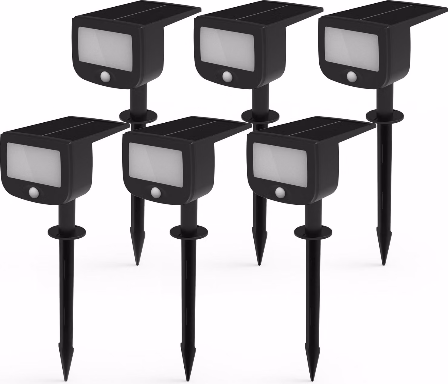 Faretti solari a LED Lampada di sicurezza con sensore di movimento wireless Sensore crepuscolare Set da 6 pezzi