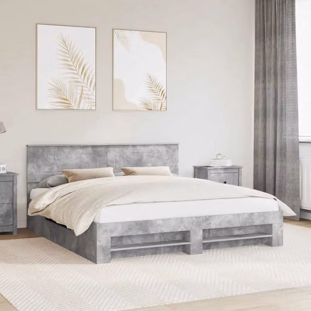 Struttura del letto con testiera Grigio cemento 200 x 200 cm 3408728