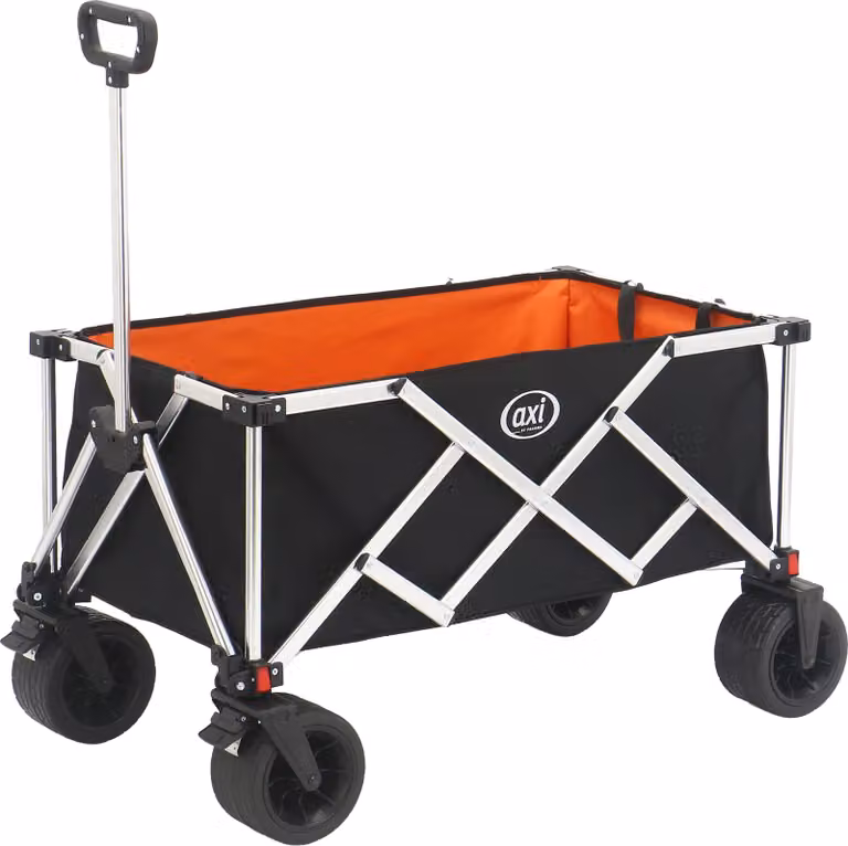 AXI SB151 Carrello da Giardino Pieghevole in Nero/Arancione | Carrello da Spiaggia in Alluminio/Tessuto - Custodia Protettiva Inclusa - Ruote in