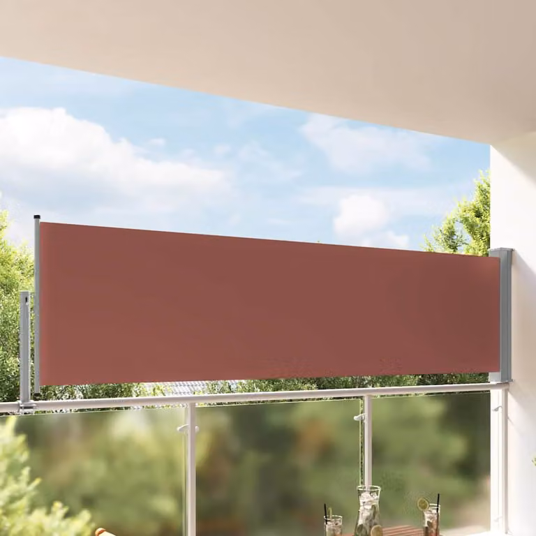 Tenda Laterale Retrattile per Patio vidaXL in Poliestere e Acciaio, Marrone, L: 300 cm, H: 100 cm