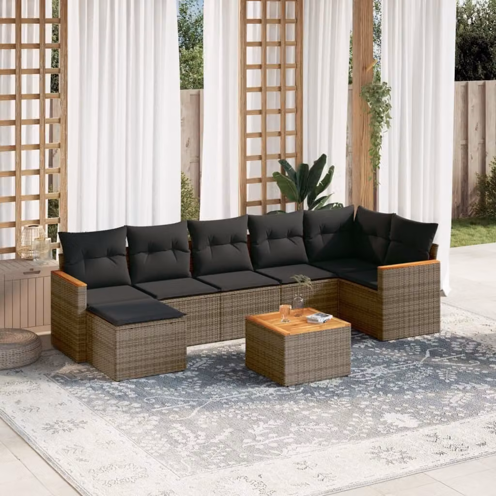 Maison Exclusive - Set Divano da Giardino 8 pz con Cuscini Grigio in Polyrattan