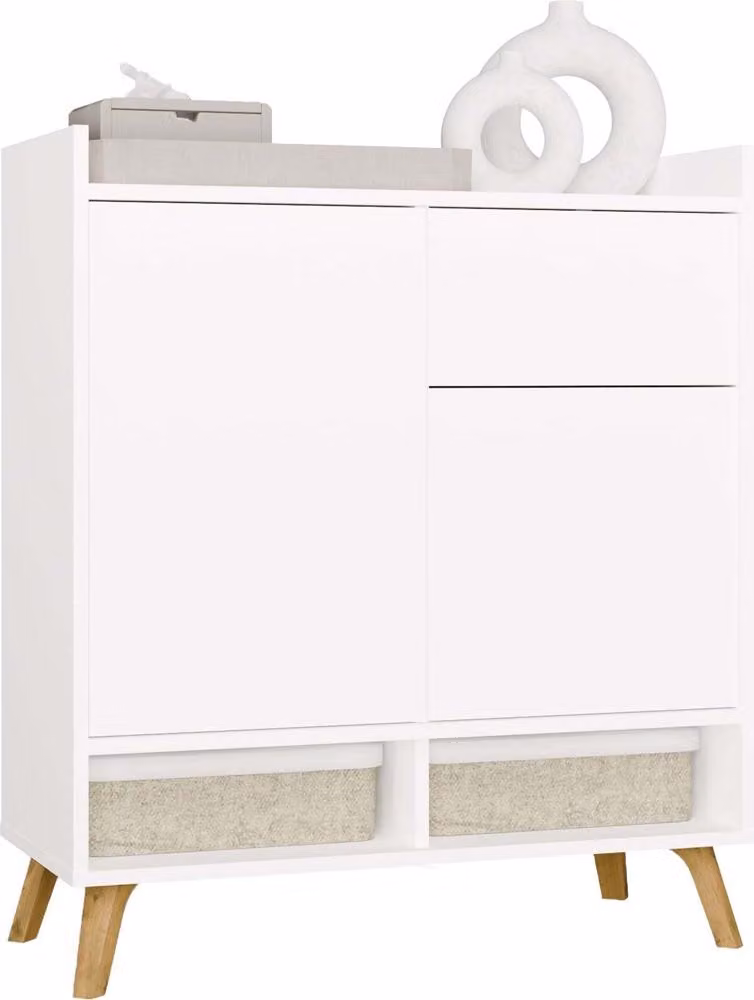Comodino, bianco, 80 x 92 x 35 cm. Dimensioni: 80 x 92 x 35 cm