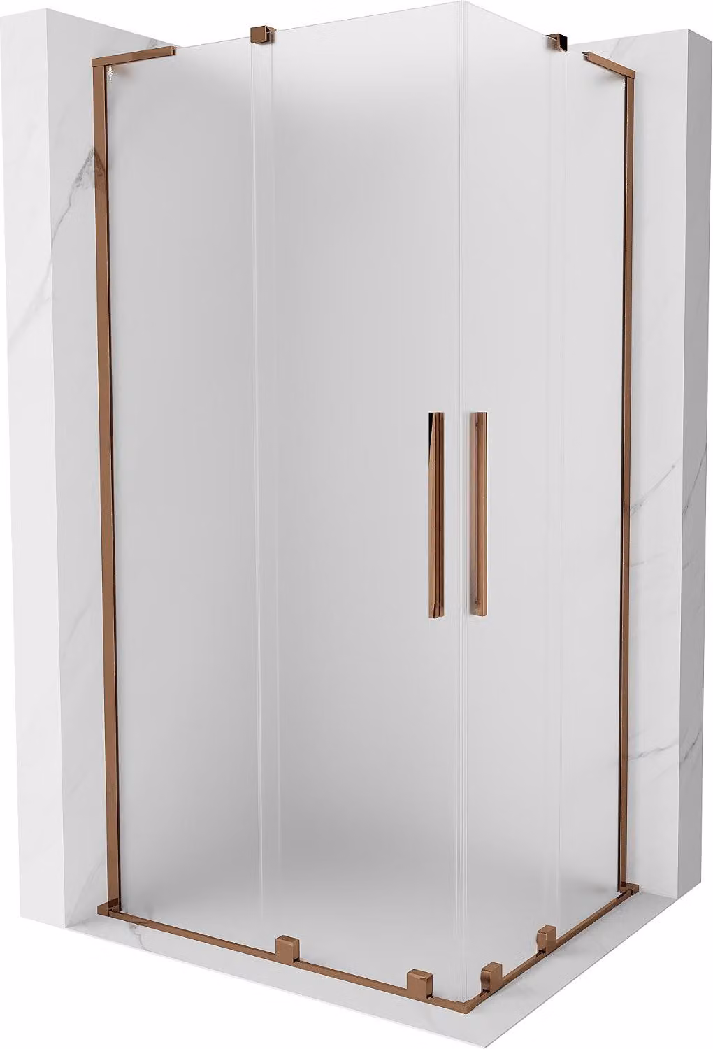 Mexen Velar L Duo cabina doccia scorrevole 100 x 90 cm, brina, oro rosa - 871-100-090-02-33-60