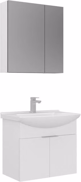 Set mobile lavabo con specchio (2 pezzi) "Purus 65" - 65 x 50 x 58 cm - Bianco