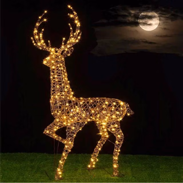 Renna Natalizia Gigante Luminosa per Esterno Cervo Natale 400 Led Bianco Caldo