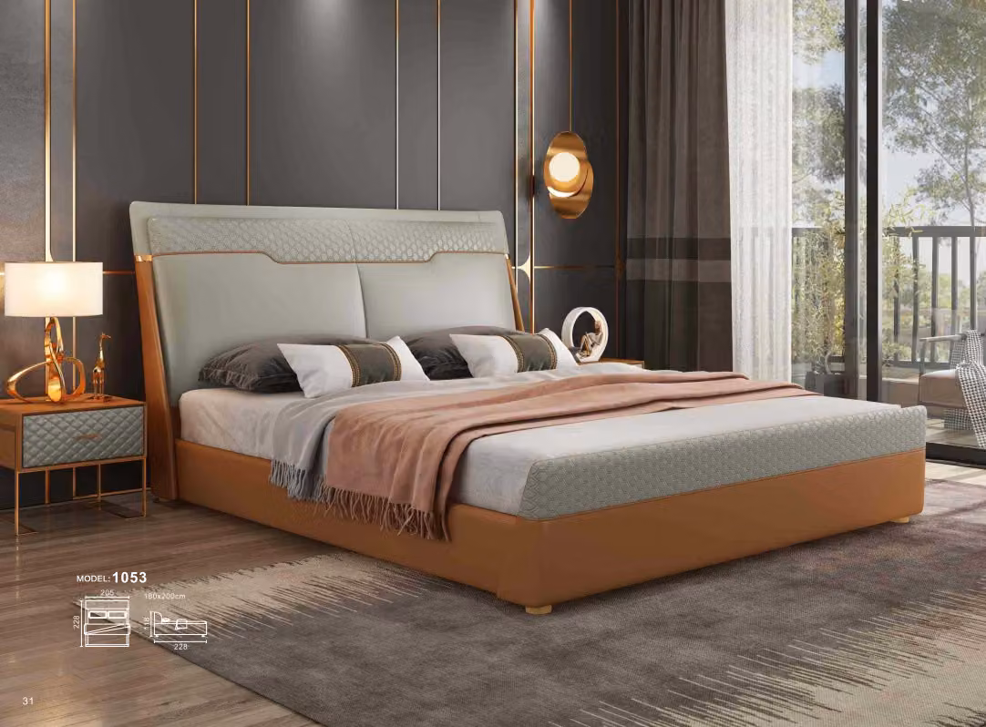 Luxus Schlafzimmer Bett Polster Design Luxus Doppel Hotel Betten Ehe Leder