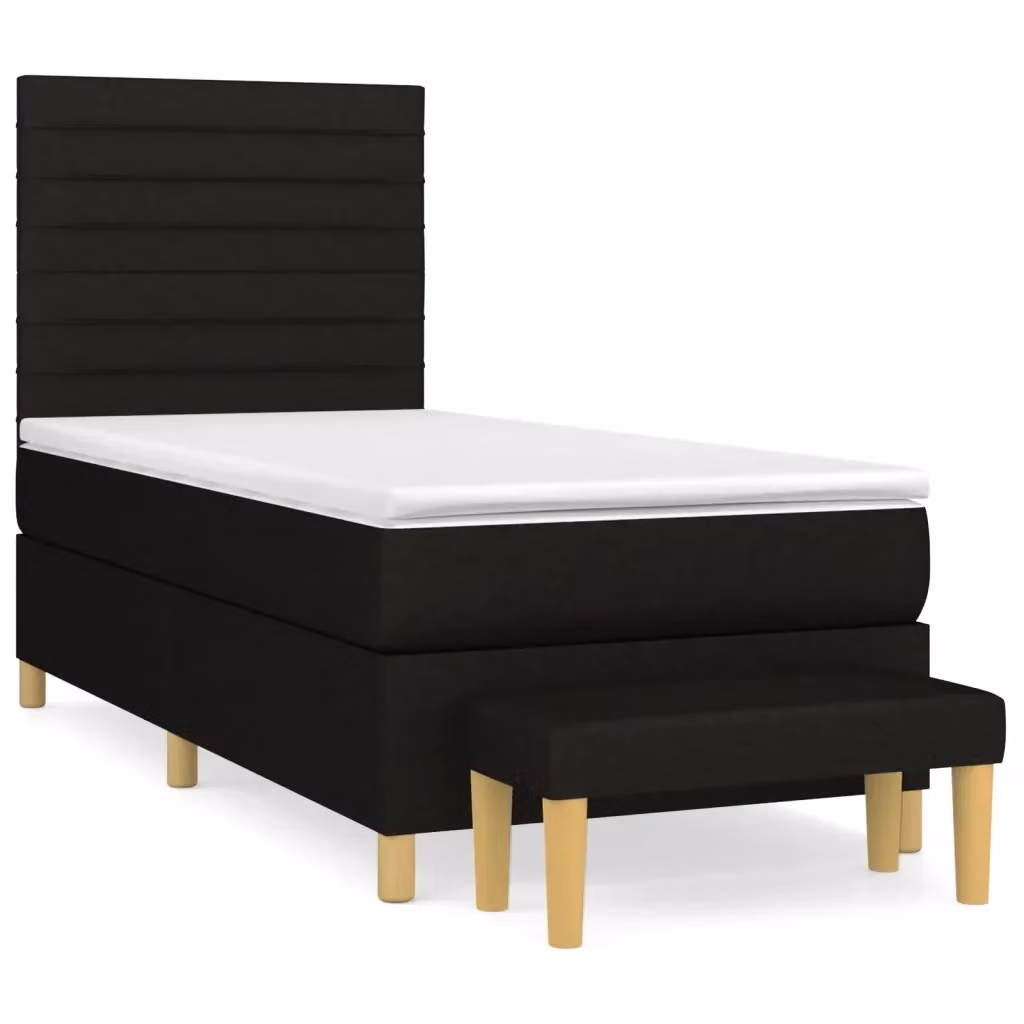 Letto Ibrido vidaXL con Giroletto a Molle e Materasso in Tessuto Nero e Bianco L/P/H: 200 x 80 x 25 cm – 2