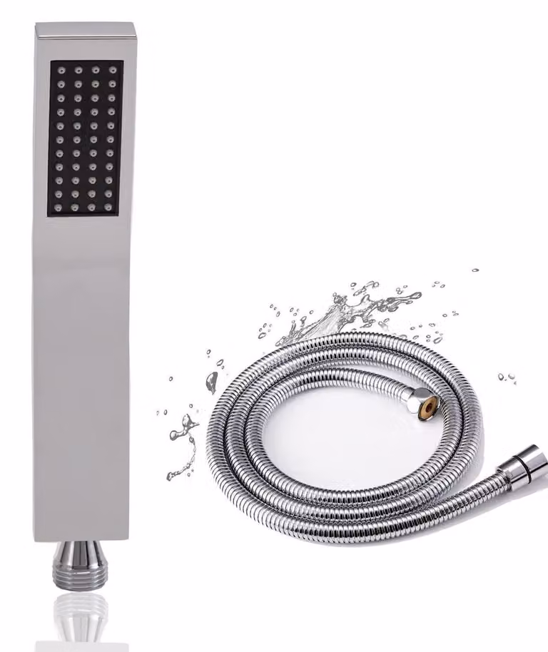 Set doccia con soffione, tubo flessibile angolare in ottone, lunghezza 1,5 metri, doccetta manuale, a risparmio idrico